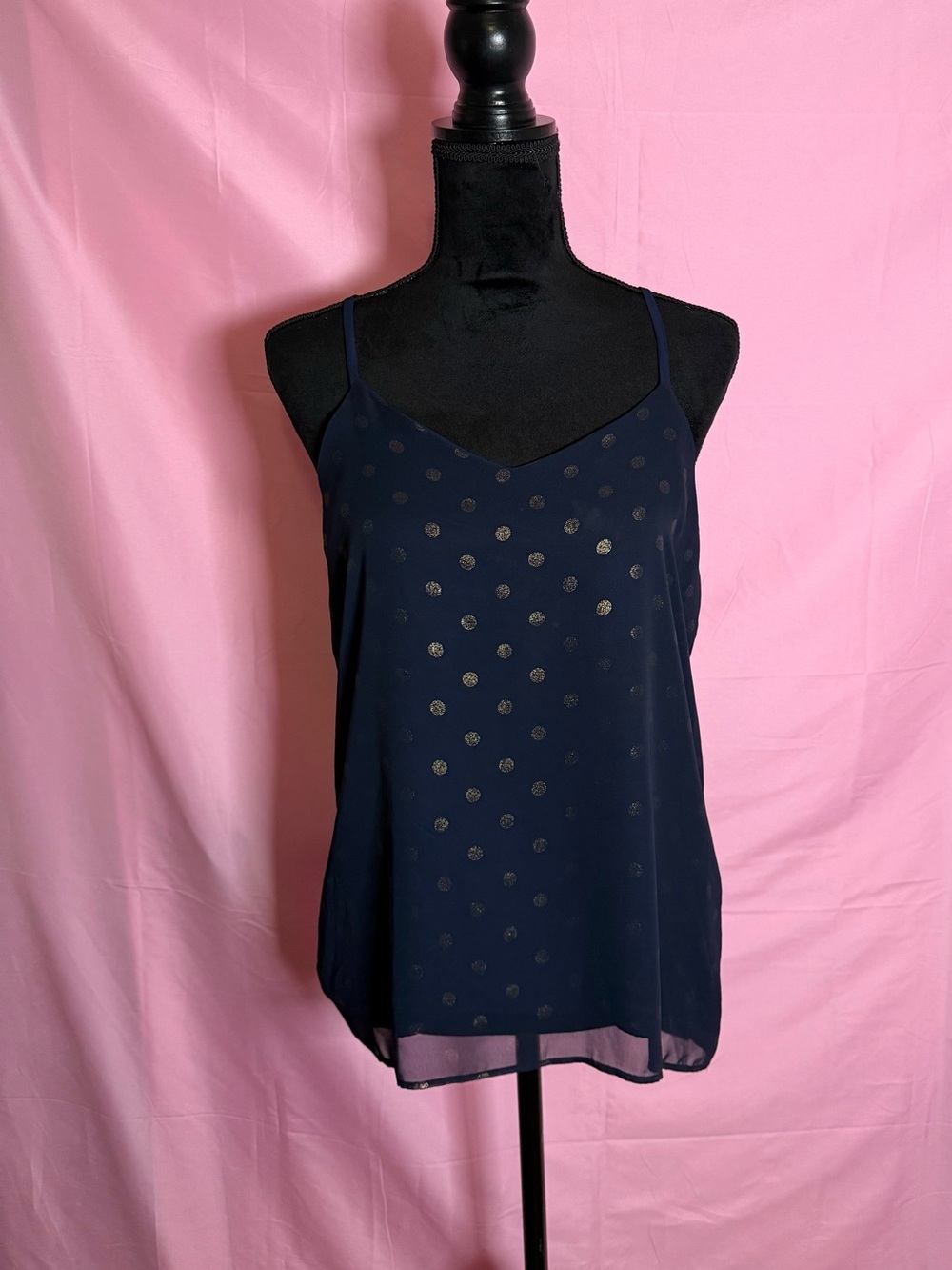 Navy Polka Dot Cami Tank Top